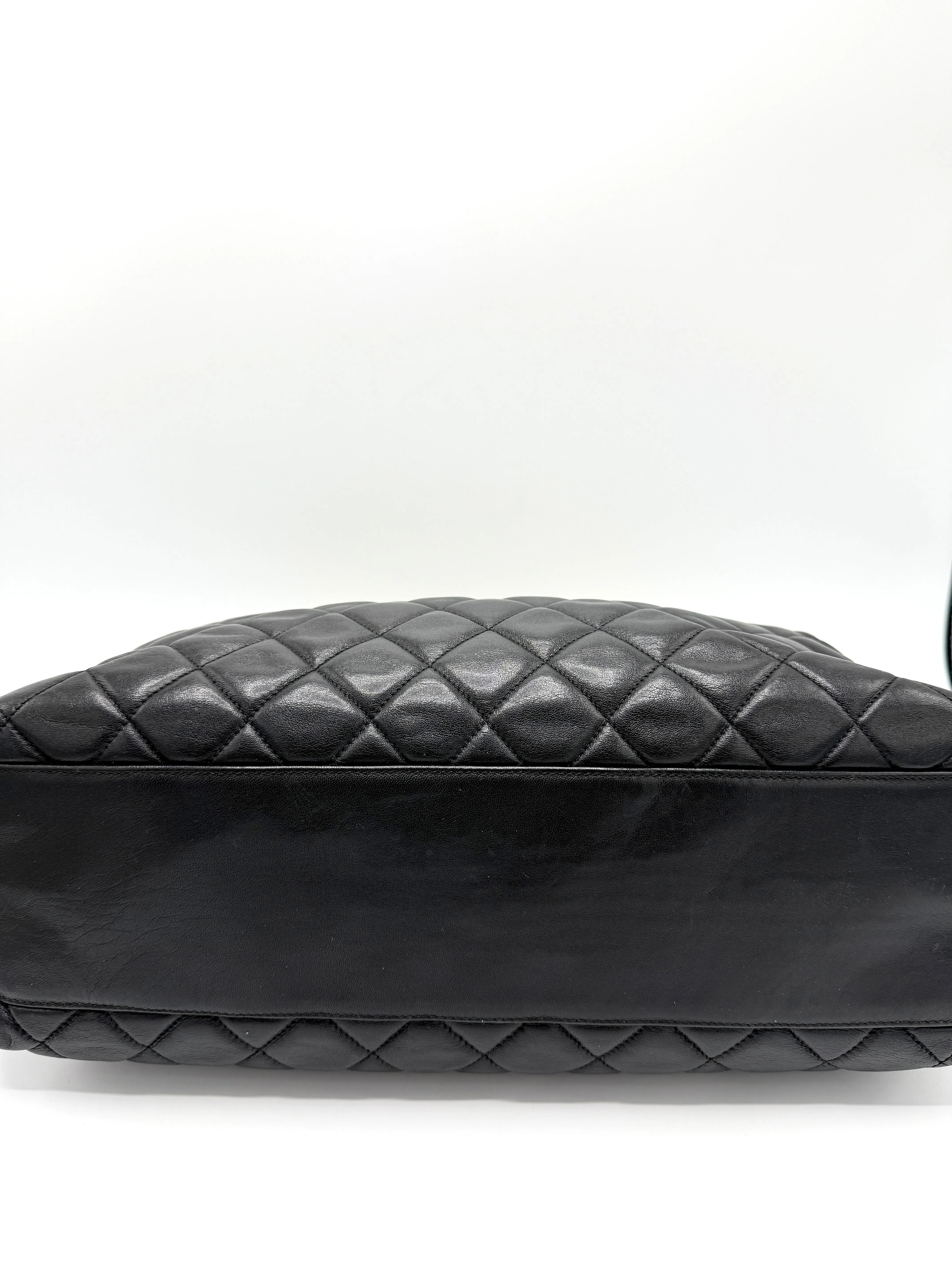 24k Black Quilted Lambskin CC Medallion Chain Tote