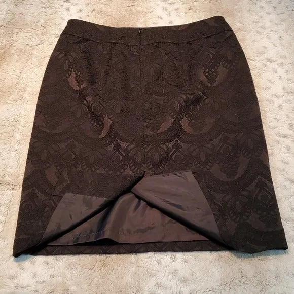 Ann Taylor Black Lace Detailed Pencil Skirt Size 2