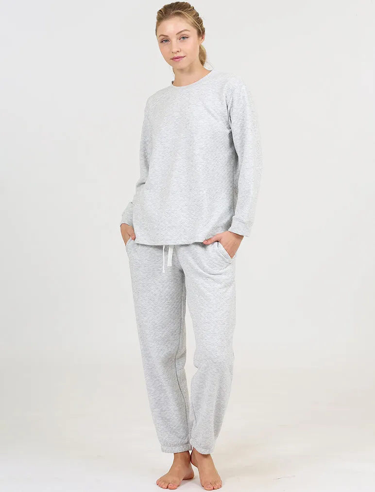 Cosy Quilted Crew Neck Long Sleeve Pullover