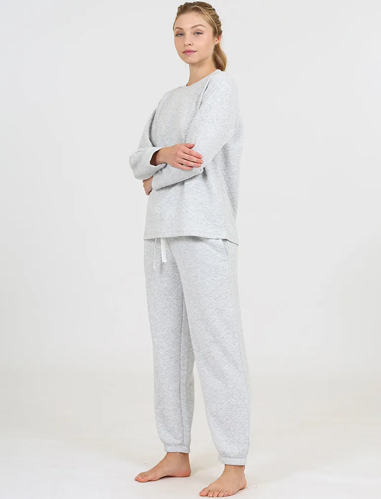 Cosy Quilted Crew Neck Long Sleeve Pullover