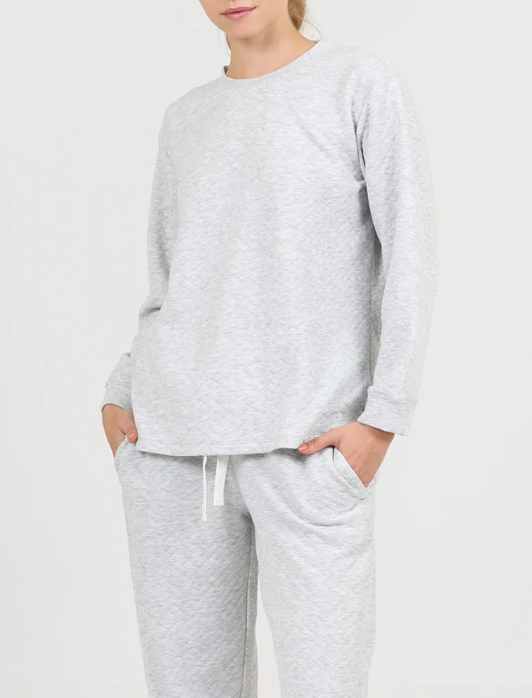 Cosy Quilted Crew Neck Long Sleeve Pullover