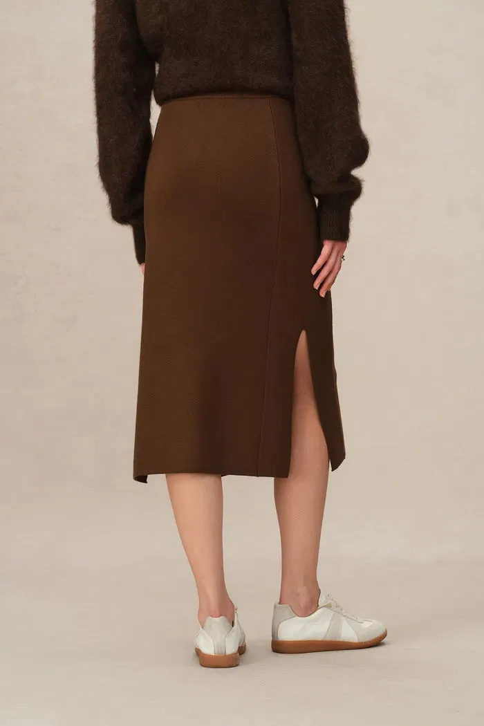 Dovena Side Slit Skirt in Merino Wool Knit