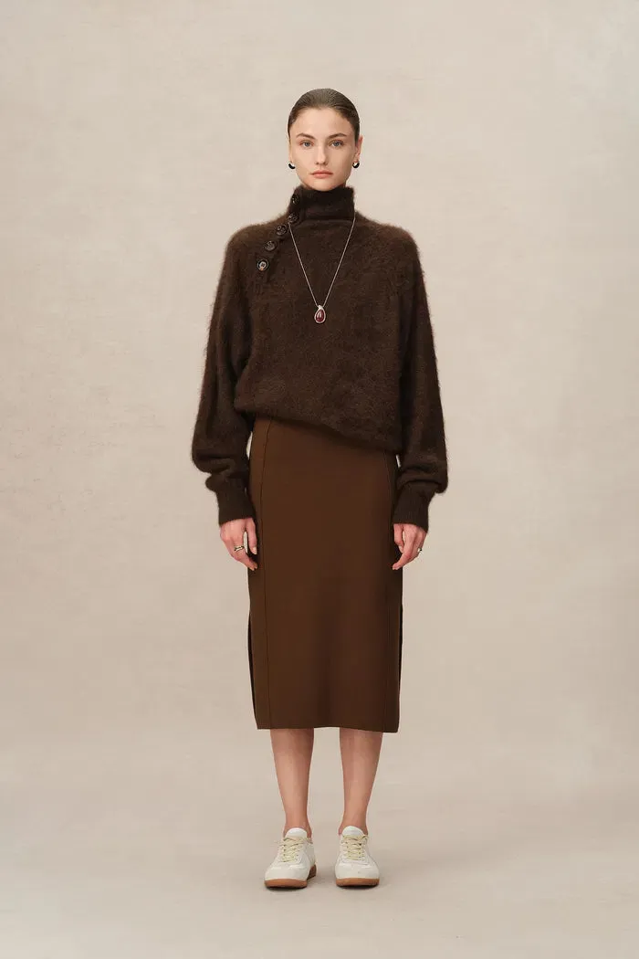 Dovena Side Slit Skirt in Merino Wool Knit