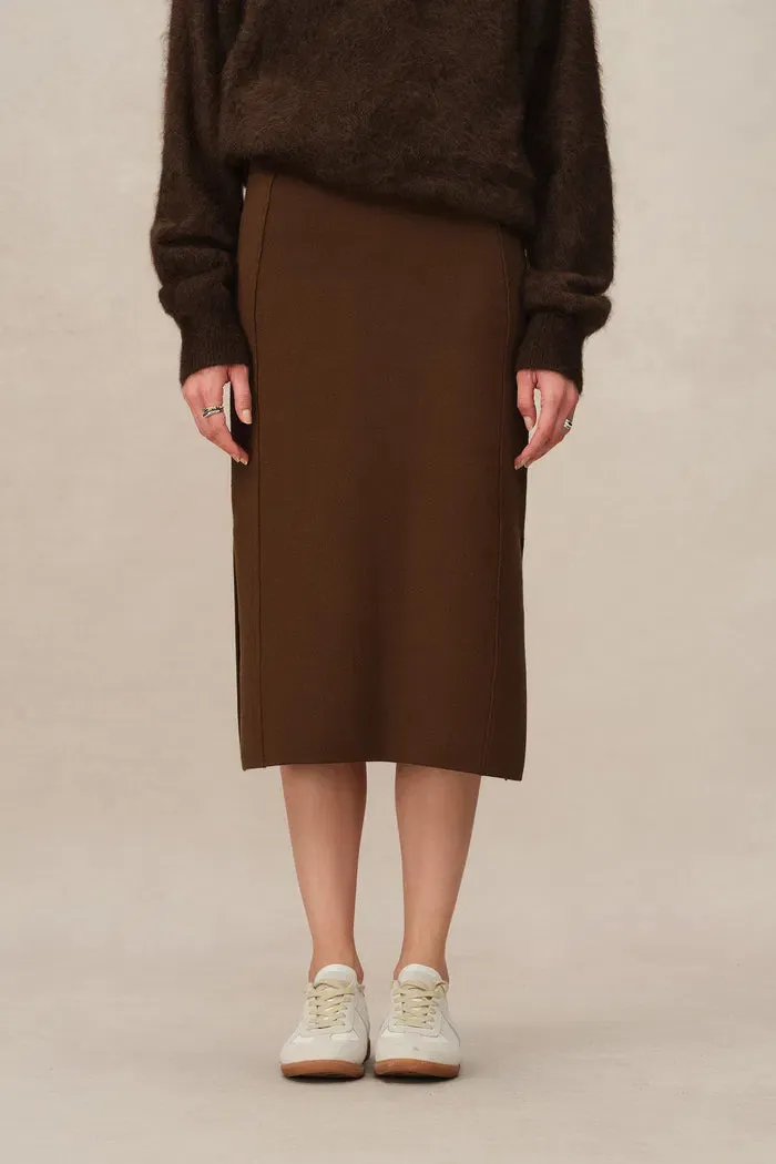 Dovena Side Slit Skirt in Merino Wool Knit