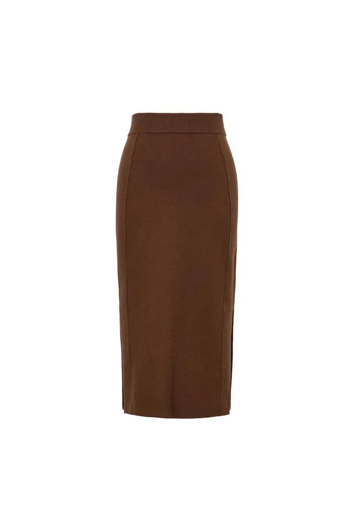 Dovena Side Slit Skirt in Merino Wool Knit