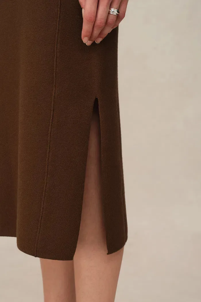 Dovena Side Slit Skirt in Merino Wool Knit