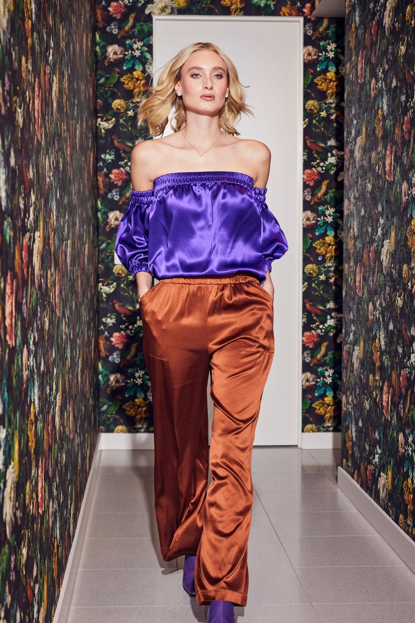 Freya Pant in Cinnamon Silk Satin