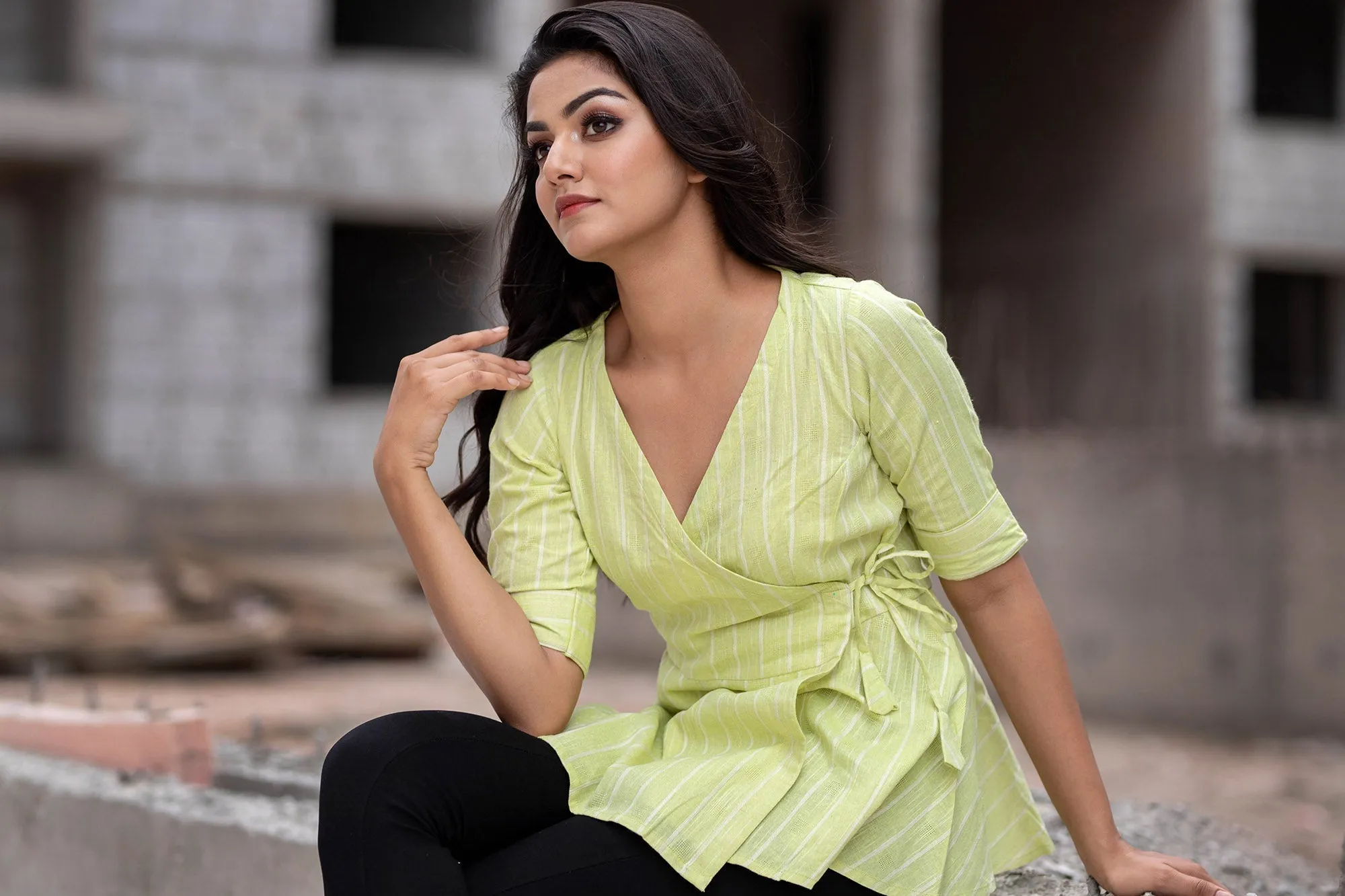 Green Peplum Blouse