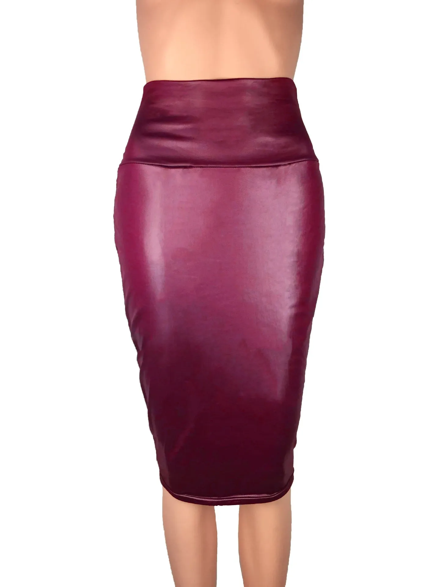 Michelle – High Waist Faux Leather Pencil Skirt