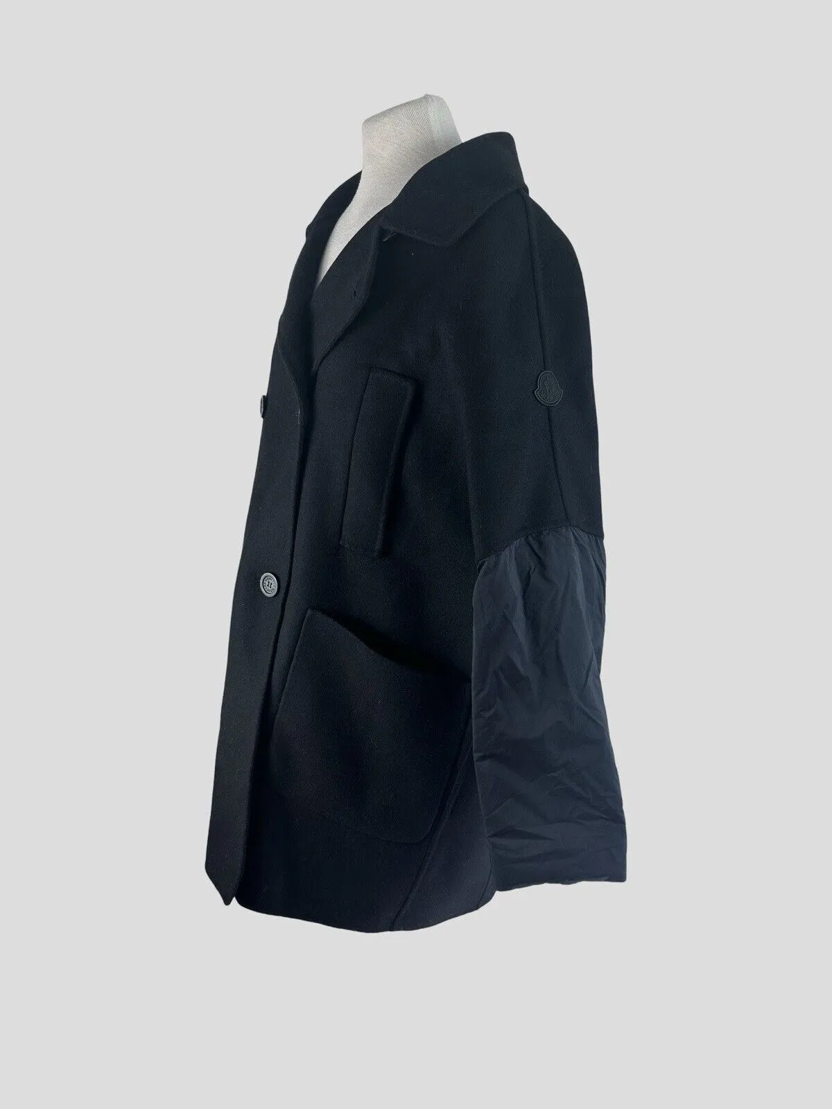 Moncler black virgin wool blend jacket size UK10/US6