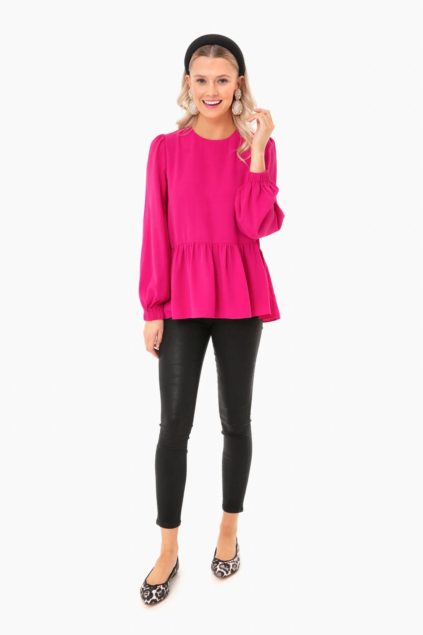 OLD Fuchsia Carlota Peplum Blouse