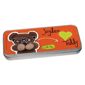 Personalised Heart Teddy Pencil tin