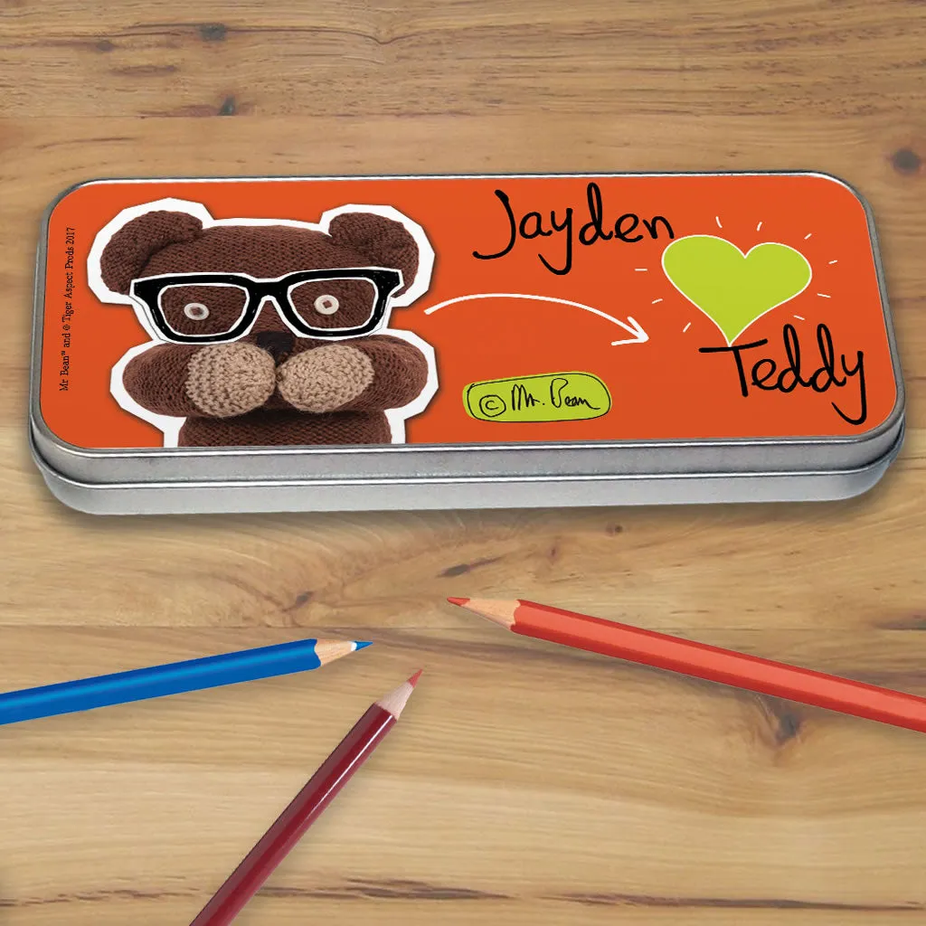 Personalised Heart Teddy Pencil tin