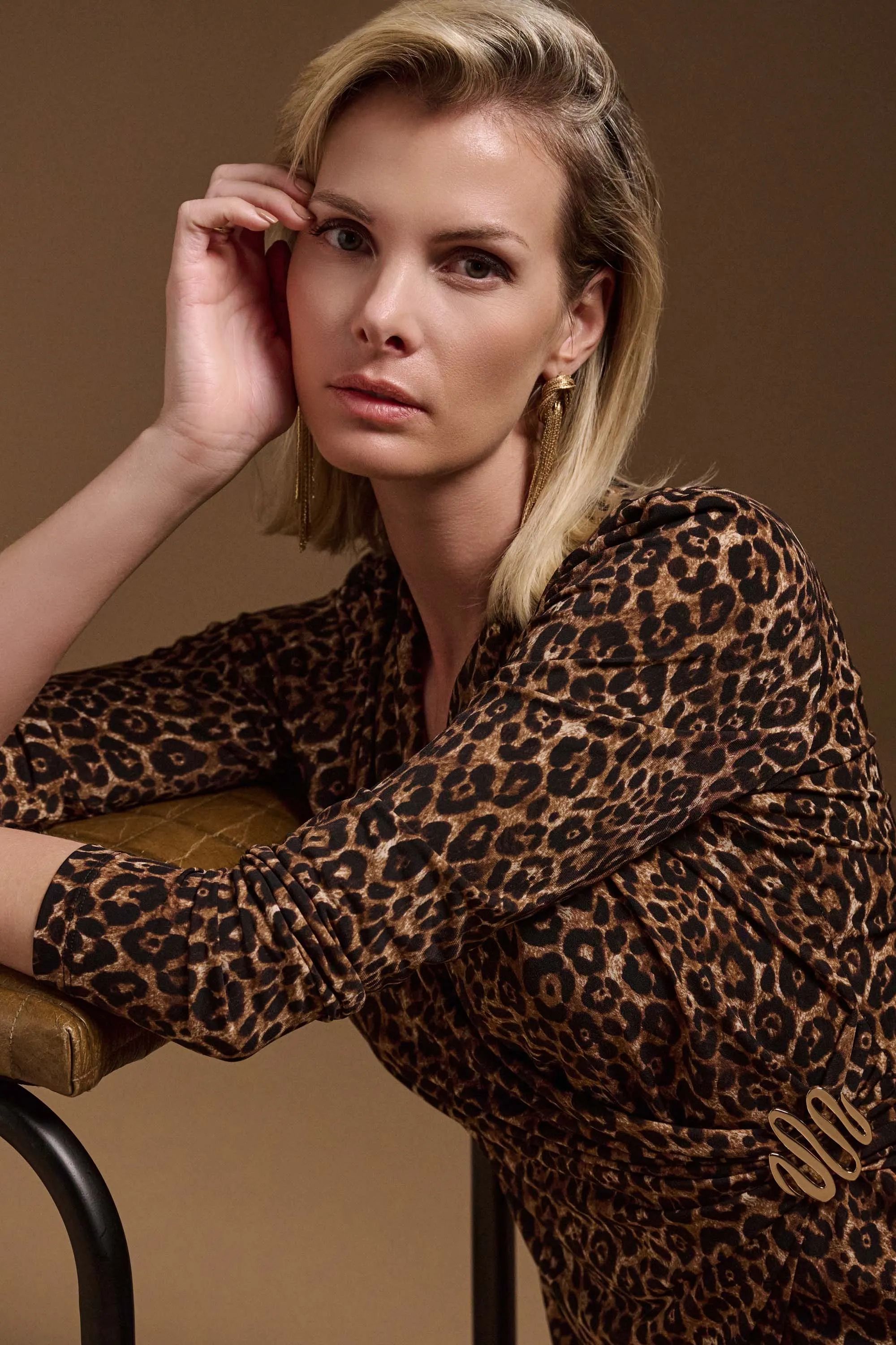 Silky Knit Animal Print Fitted Top