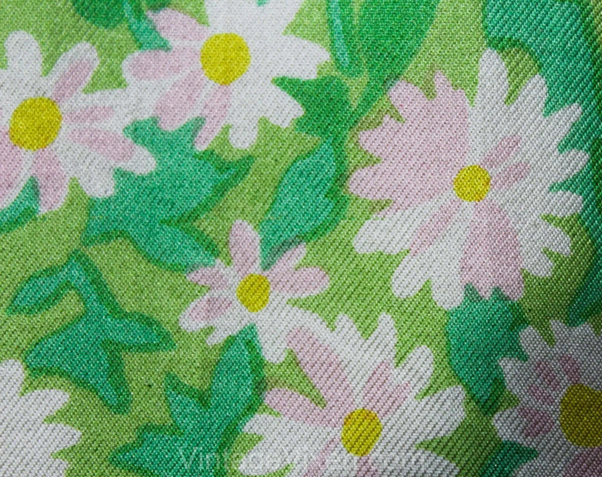 Size 4 Sun Dress - 1960s Spring Green Floral Silk Summer Blouson - Pretty Pink Daisy Floral Sleeveless - Late 50s Early 60s Small - Waist 25