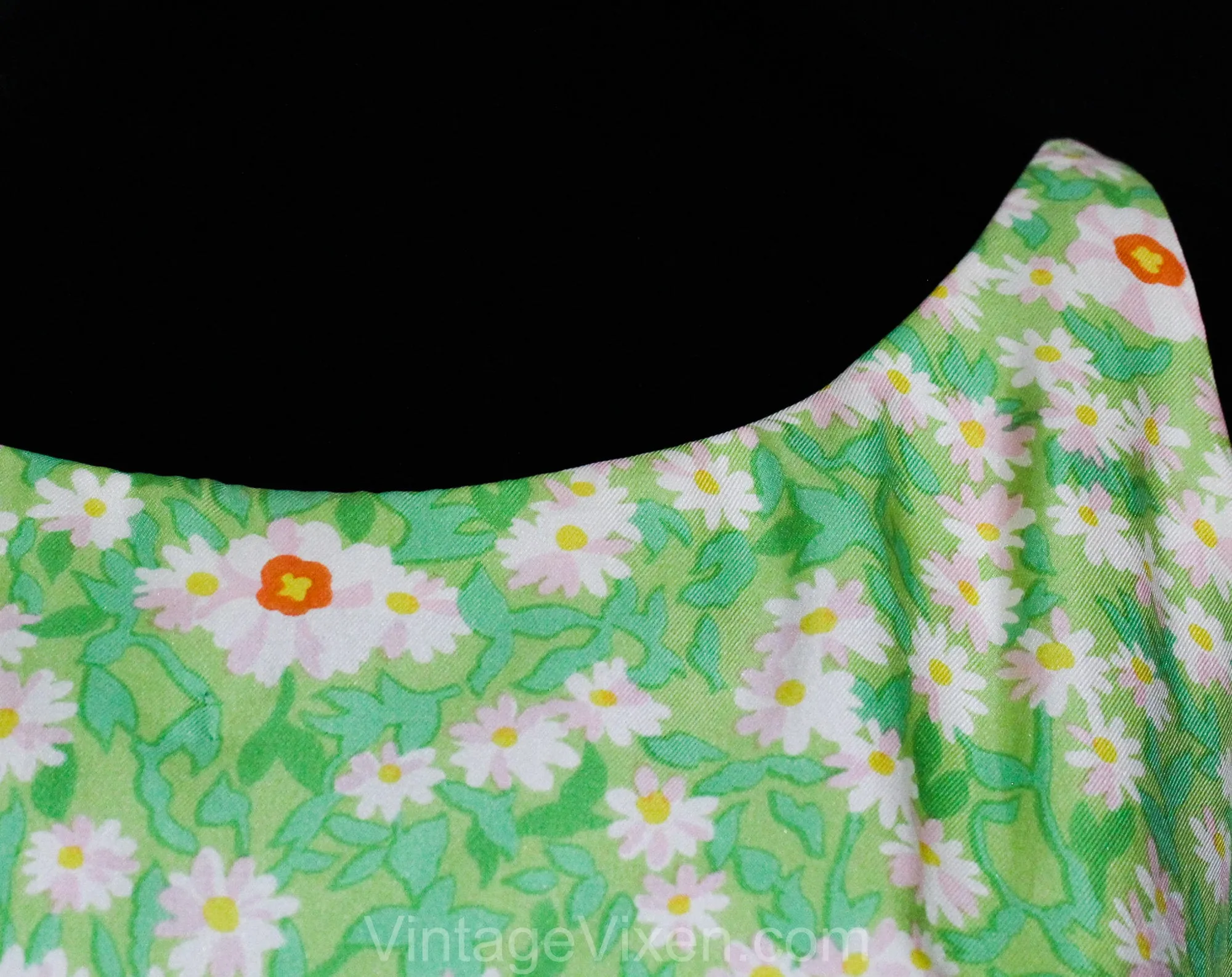 Size 4 Sun Dress - 1960s Spring Green Floral Silk Summer Blouson - Pretty Pink Daisy Floral Sleeveless - Late 50s Early 60s Small - Waist 25
