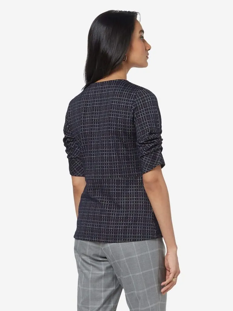 Wardrobe Navy Checkered Whisky Top