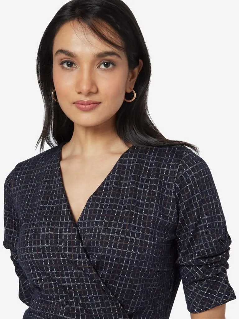 Wardrobe Navy Checkered Whisky Top