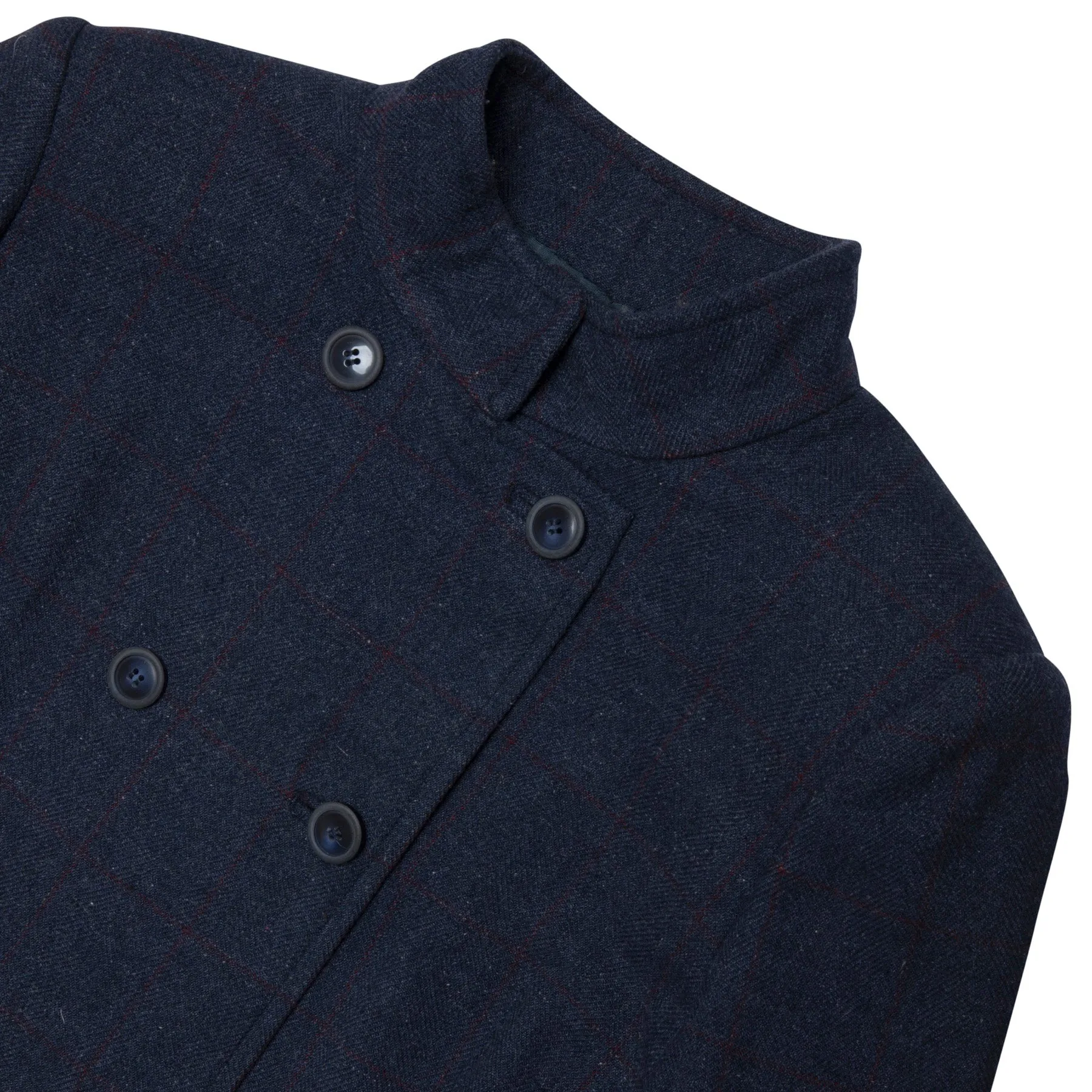 Windowpane Overcheck Twill Tweed Virgin Wool Swing Coat