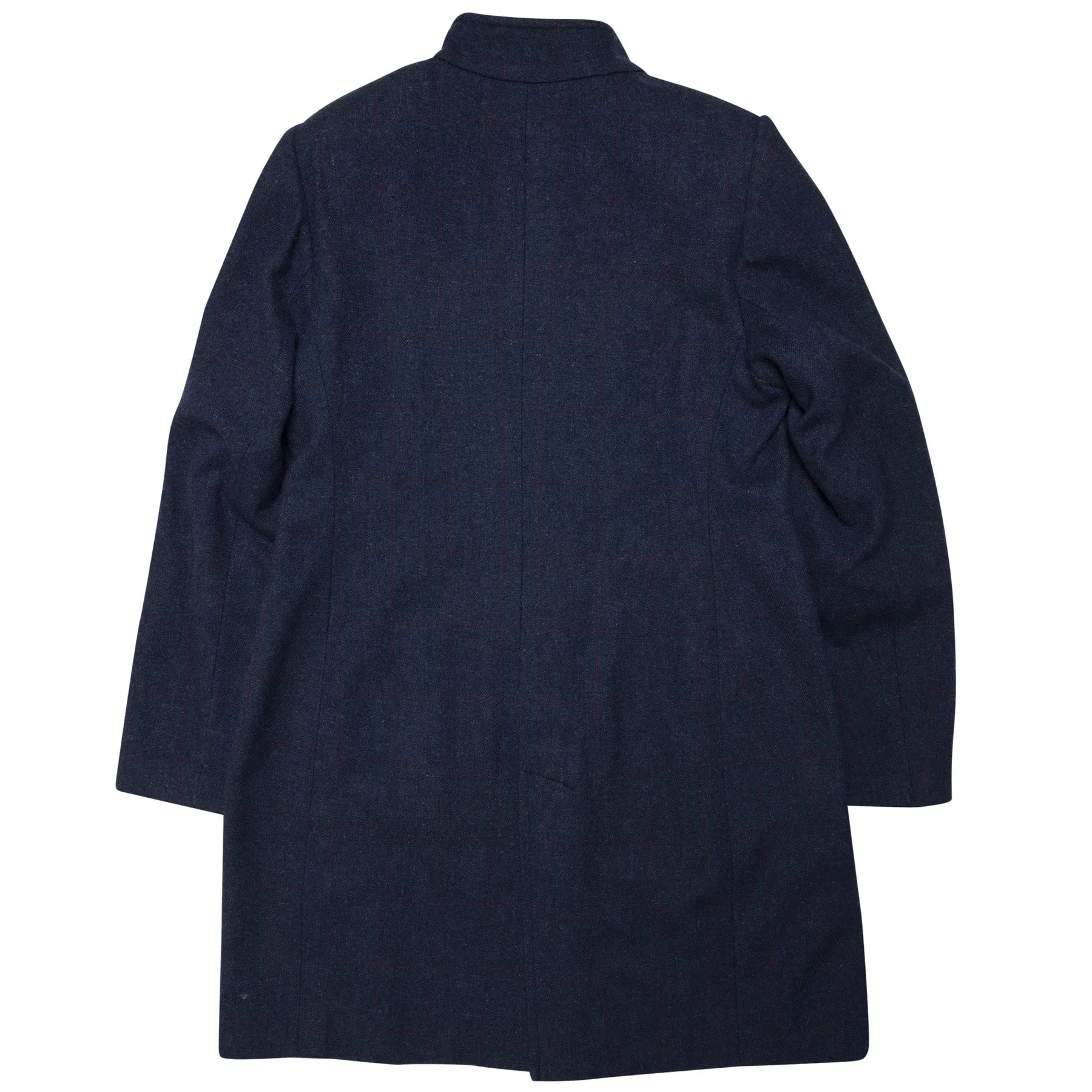 Windowpane Overcheck Twill Tweed Virgin Wool Swing Coat
