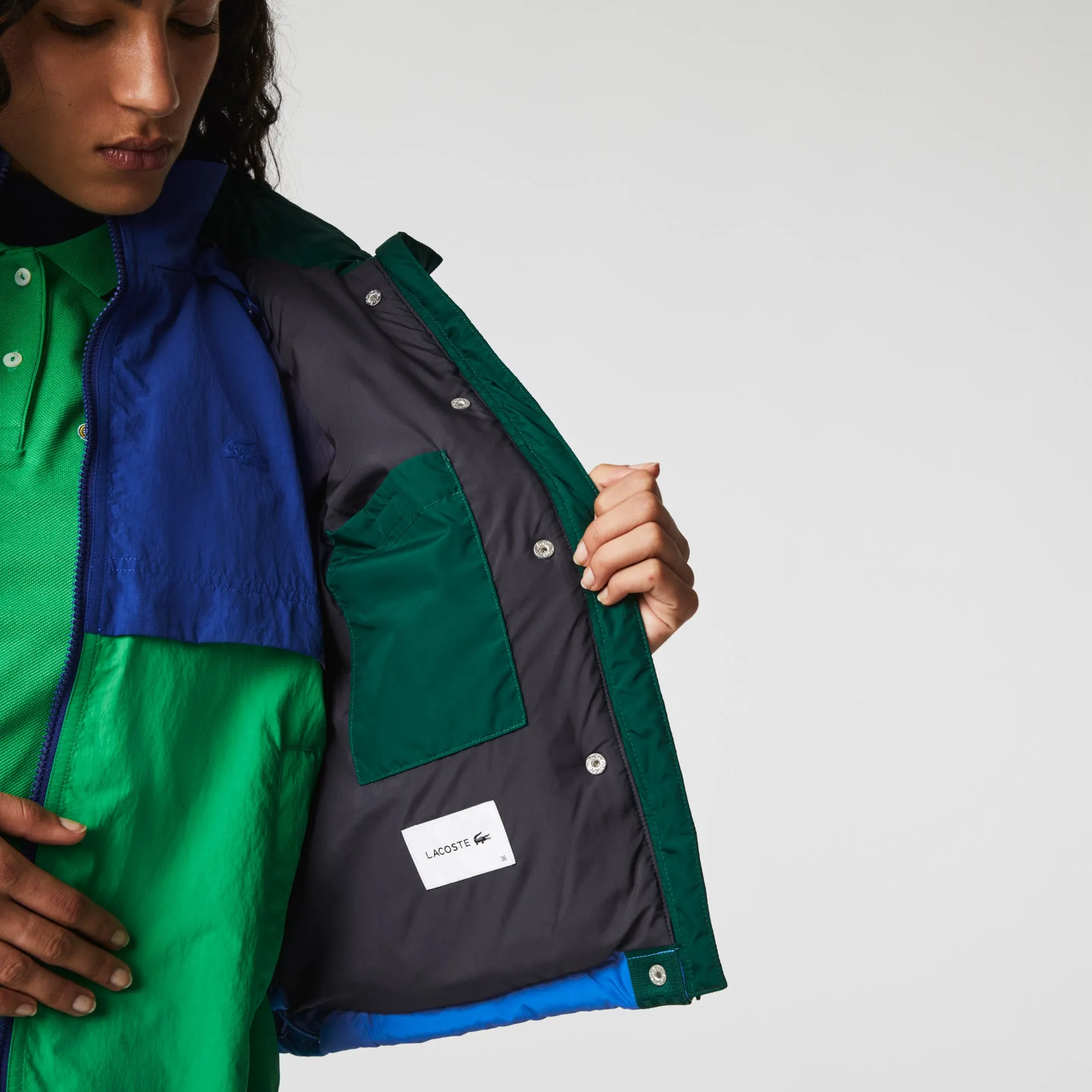 Women’S Concealed Hood Short Colorblock Quilted Jacket - Bf6699