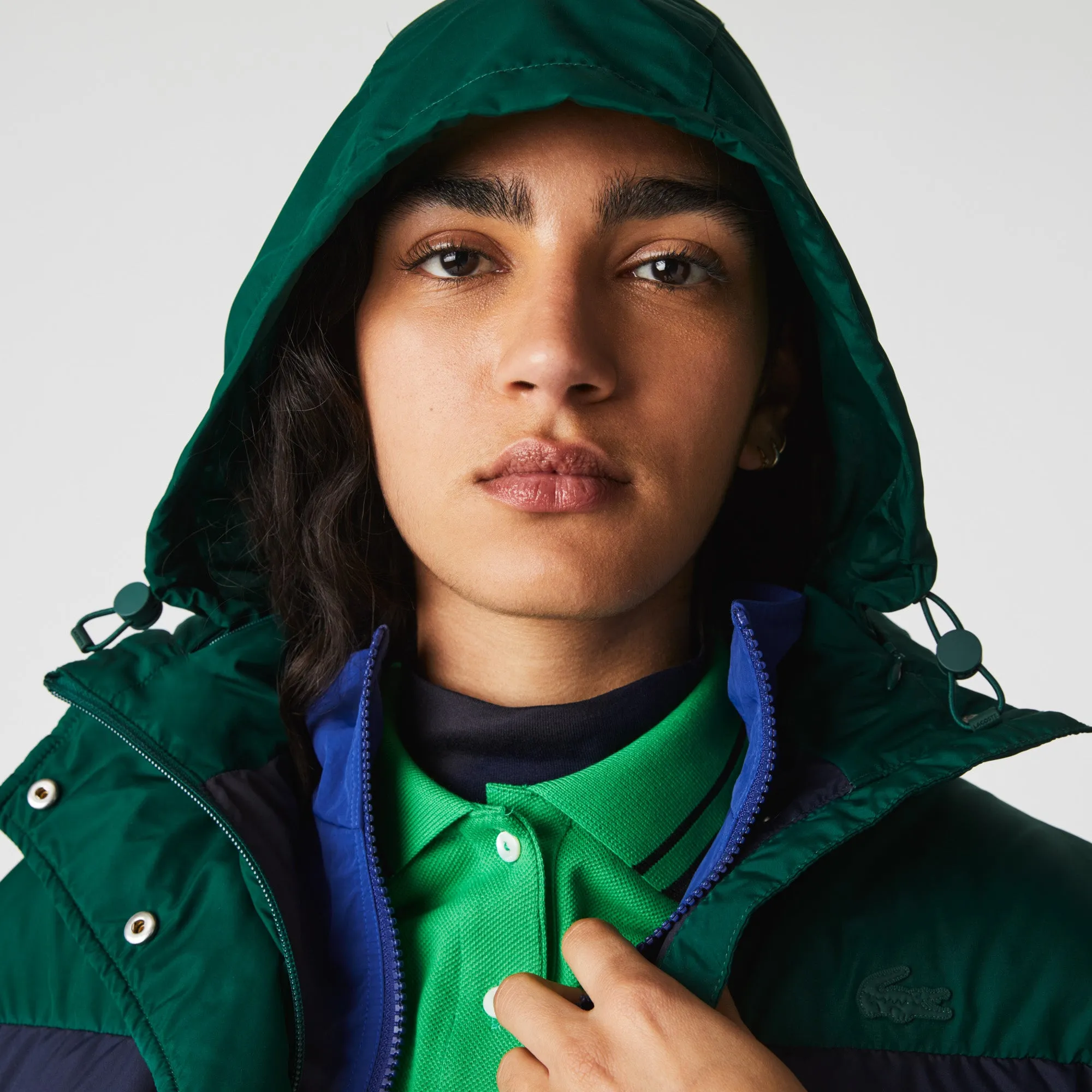 Women’S Concealed Hood Short Colorblock Quilted Jacket - Bf6699