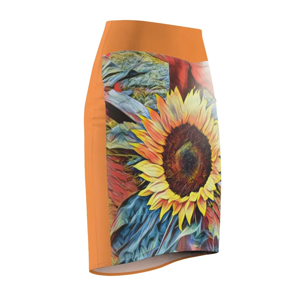 Women's Pencil Skirt   SUNFLOWER