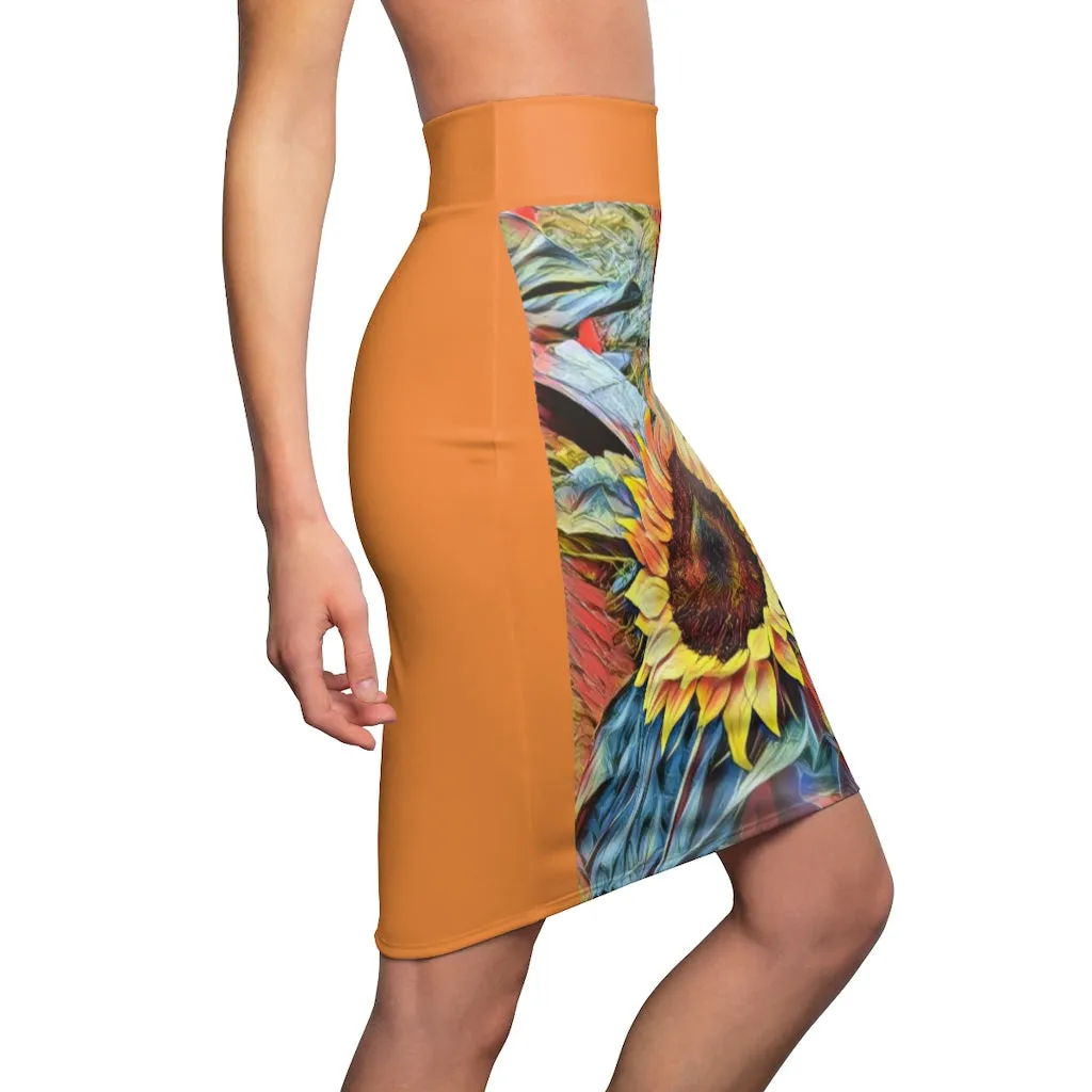 Women's Pencil Skirt   SUNFLOWER