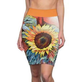 Women's Pencil Skirt   SUNFLOWER